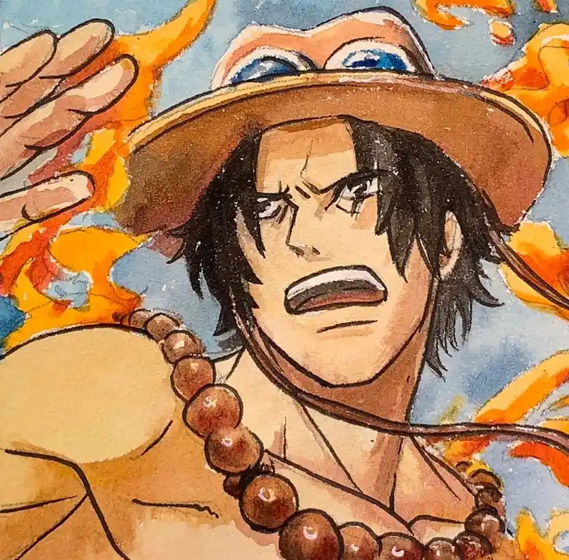 火拳艾斯绘画.#动漫人物绘画 #绘画过程 #动漫人物 #水彩 - 抖音