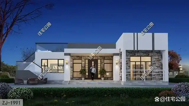 14×12米带豪华套间的现代平层别墅,造价不到20万