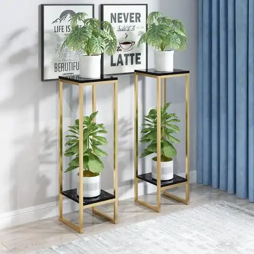 大理石现代简约花架子客厅室内花盆摆件多层阳台铁艺花架