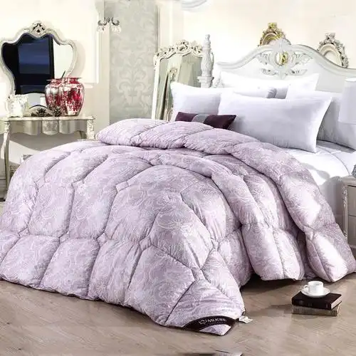 超柔磨毛印花羽丝绒被子 冬季简约品质化纤被保暖羽丝被芯一件发