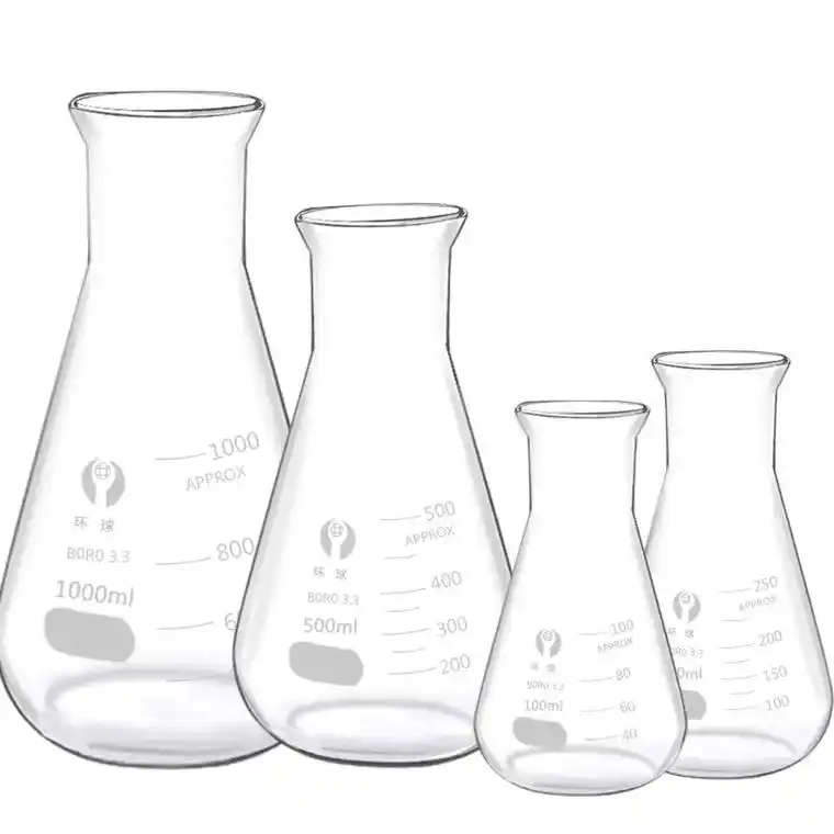 玻璃广口三角烧瓶 三角瓶  锥形瓶150ml300ml250 - 抖音