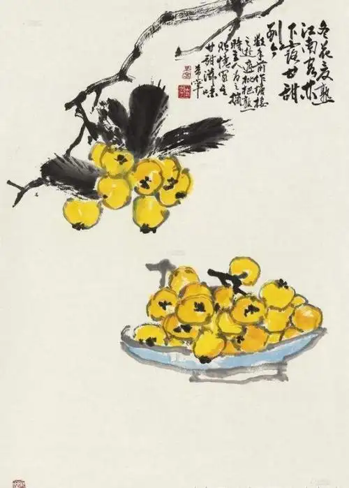 枇杷已熟粲金珠桑落初尝滟玉蛆国画枇杷作品欣赏