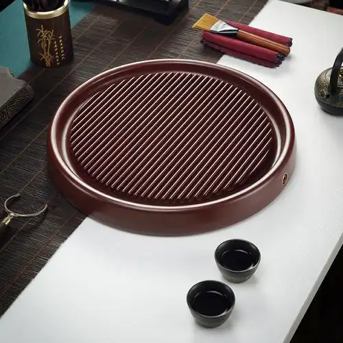 茶盘托盘享福电木圆形茶海单层茶具盘电胶木茶盘