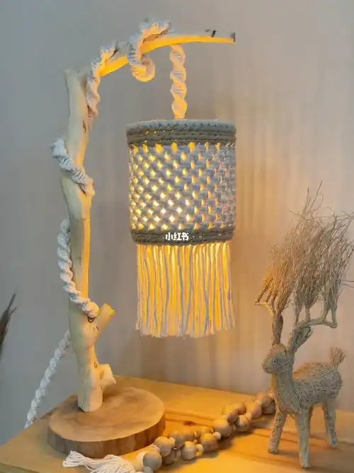 macrameins手工编织台灯灯罩波西米亚风