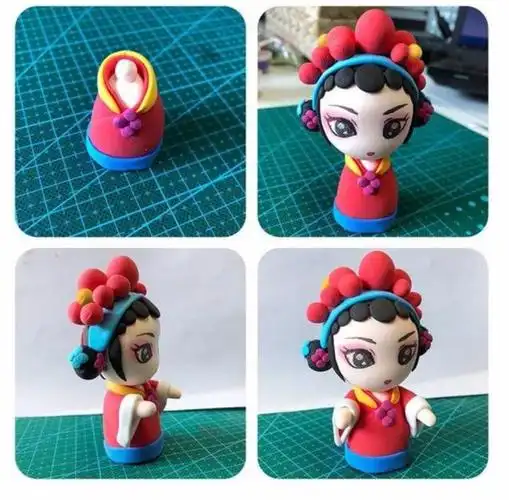 步骤六步骤五步骤四步骤三步骤二步骤一工具材料:超轻粘土,黑色和红色