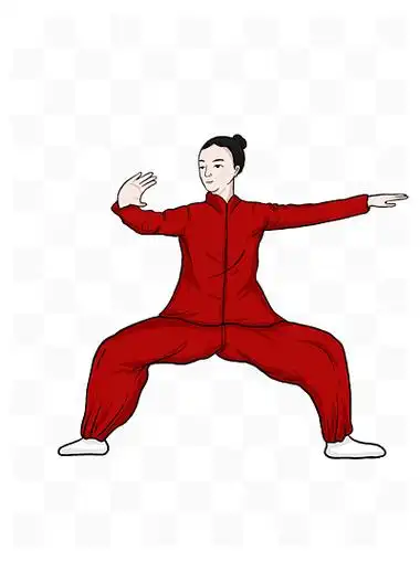 打太极锻炼身体扁平风矢量手绘卡通人物女