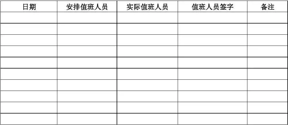 免费文档 所有分类 表格/模板 表格类模板 周末值班表