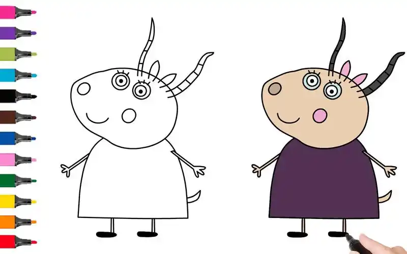 怎样画羚羊夫人简笔画教程小猪佩奇的朋友手绘少儿美术课程绘画动画片