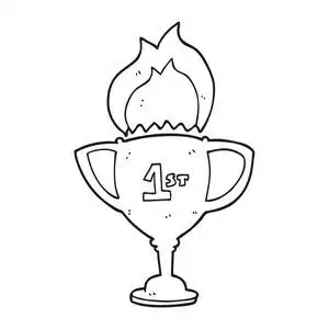 黑色和白色卡通体育奖杯照片