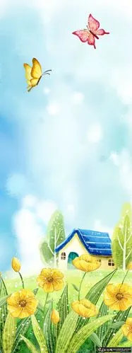 儿童插画背景psd 可爱卡通展板展架易拉宝x展架 唯美高清手绘海报素材