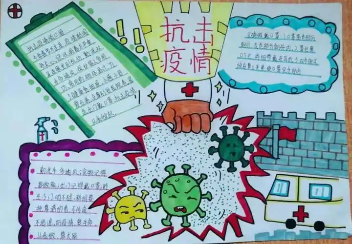 抗"疫"有我——小小手抄报,表达抗疫情!