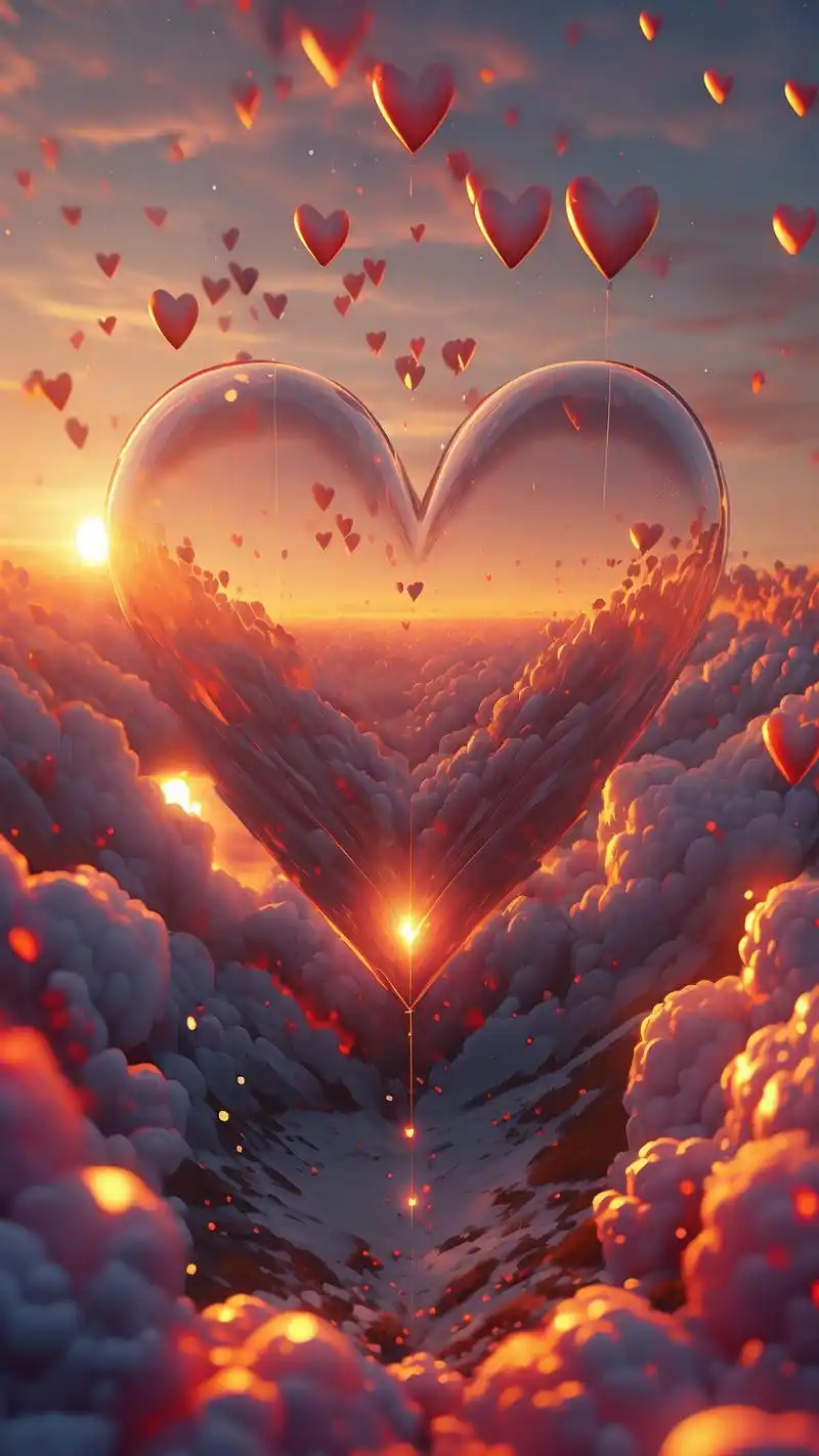 96心形气球飘扬的爱情壁纸92 爱情就像这心形气球,随风飘扬,满载