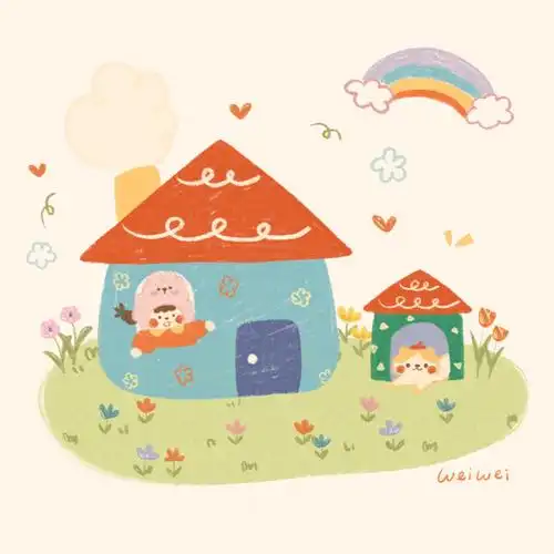 22100兔女孩的小花园原创手绘