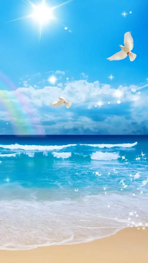 蓝天白云大海矢量h5背景素材免抠素材免费下载_觅元素51yuansu.com