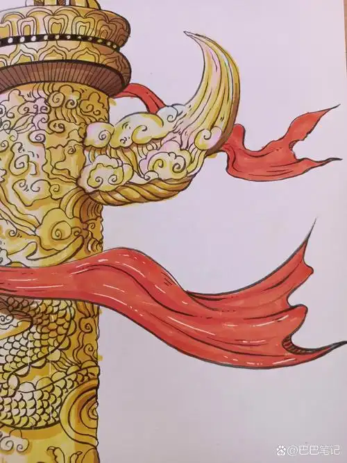 华表柱上色效果(图片版) 主页动态有上色视频版和线稿步骤版.