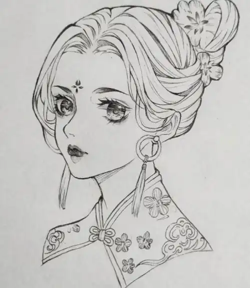 古代美女简笔画简单又漂亮教程(简笔画图片大全) -【爱个性】