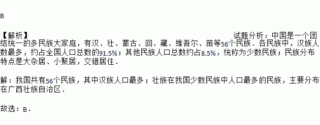 人口最多的是( )a. 维吾尔族 b. 壮族 c. 藏族 d.