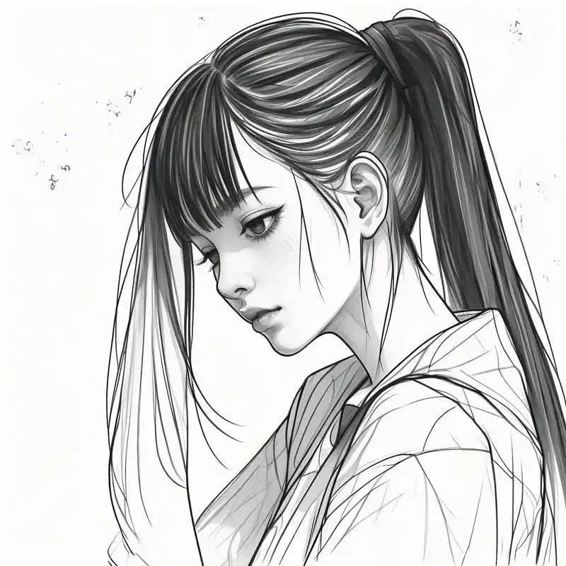 94丧系女生黑白素描头像96