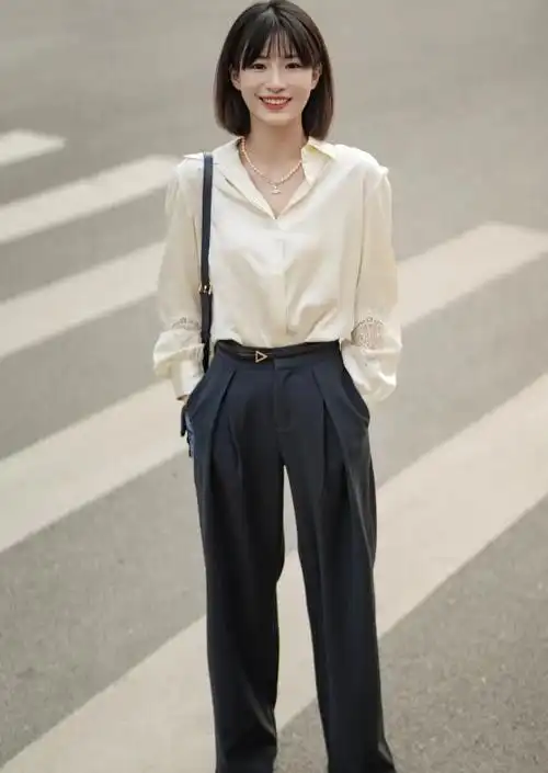 然而,在穿搭阔腿裤时,我们必须要考虑上衣的选择,因为上衣的搭配可以