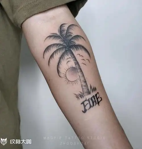椰子树_纹身图案手稿图片_周帅的纹身作品集