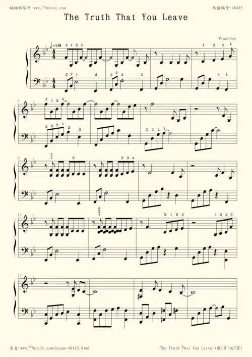 钢琴谱:the truth that you leave