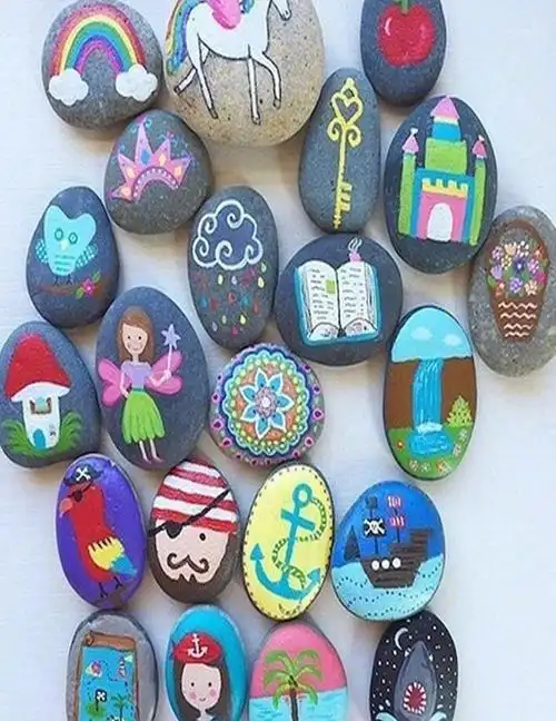 创意手绘色彩缤纷的鹅卵石,绘画图片,儿童文艺-回车图片