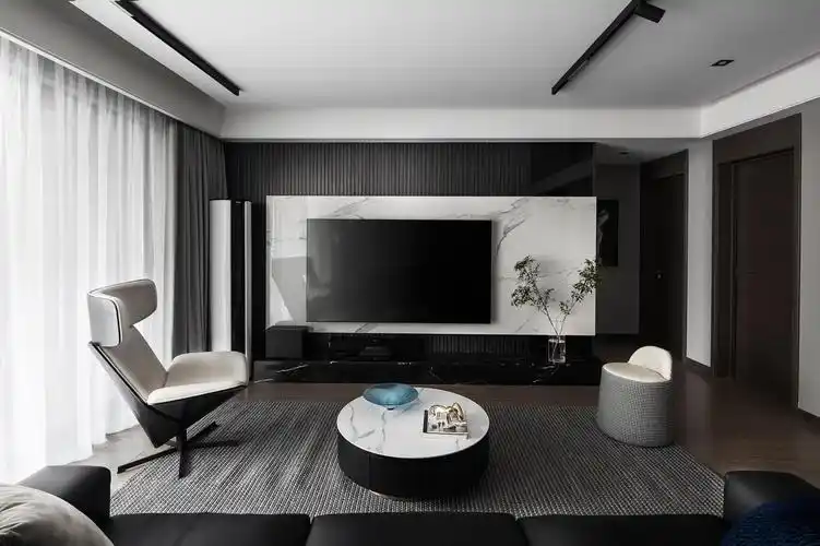 杨茜作品:一家三口125㎡简约家,现代黑白灰,质感时尚的空间