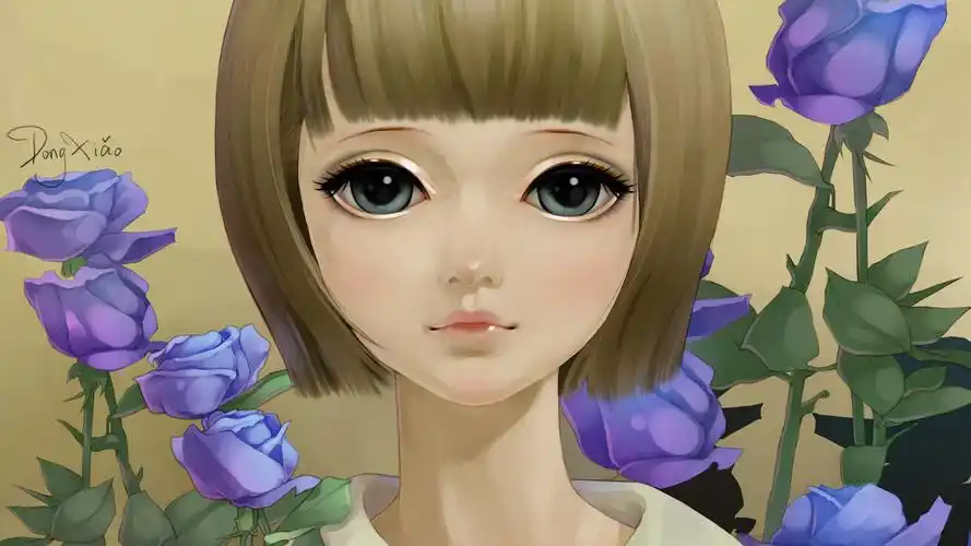 手绘素描女孩人像照片卡通壁纸高清大图预览1920x1080_卡通动漫下载