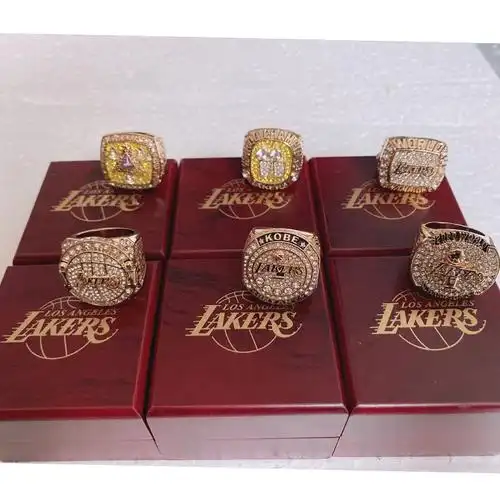 洛杉矶湖人队科比nba总冠冠军戒指高档logo礼盒球迷戒指