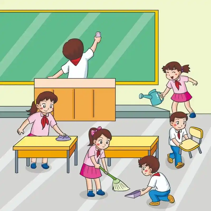 打扫教室,打扫卫生看图写话 例文 星期五,是学校的大扫除日.