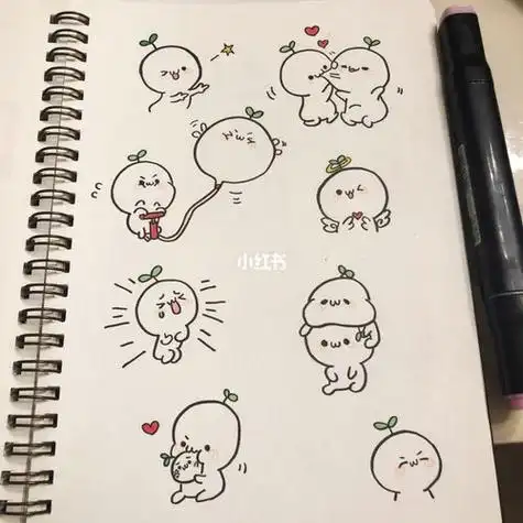 小团子可爱情侣简笔画 简笔画图片大全-普车都