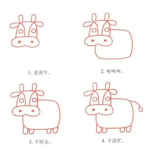 儿童简笔画牛的画法教你怎么画牛可可简笔画画牛简笔画大全家畜简笔画