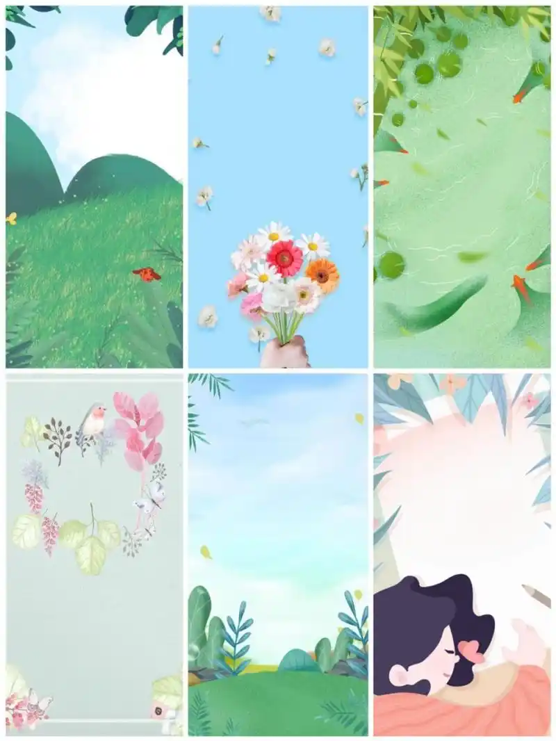 92清新手绘插画的底图海报设计背景素材来啦～ 7215伙伴们,大家