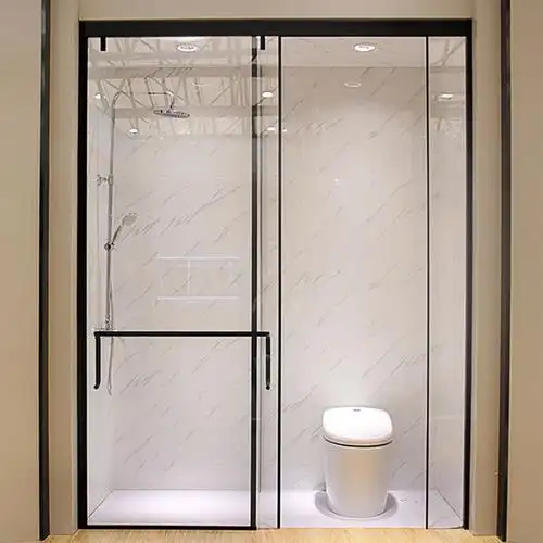 莱博顿t形整体淋浴房移门式亚黑色不锈钢卫生间玻璃隔断推拉门沐浴房