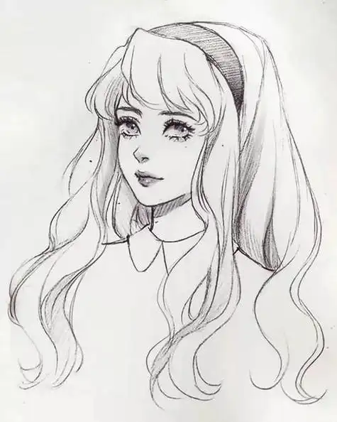 素描动漫人物少女 画画简单学动漫人物女