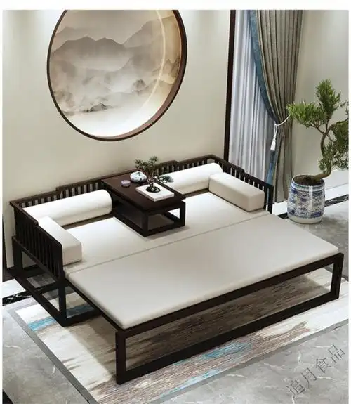 新中式罗汉床实木沙发床罗汉塌禅意茶室床榻民宿卧榻小户型家具冬夏