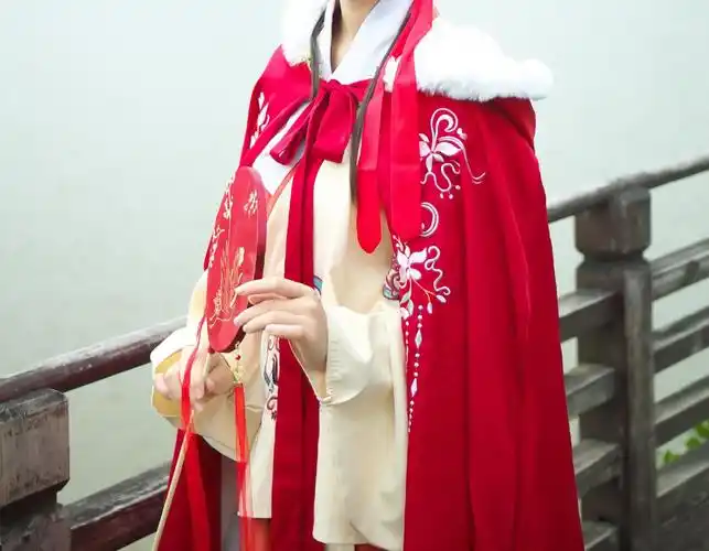 老君山披风汉服女双面刺绣披风斗篷加绒加厚披肩中国风中长款秋冬