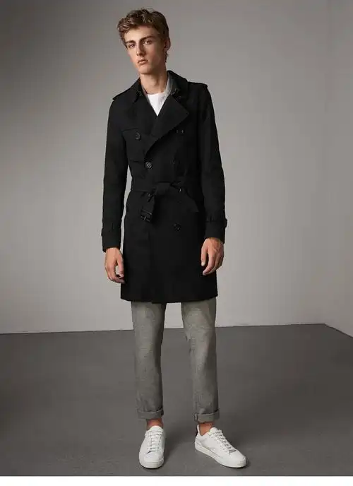 bubrerry 巴宝莉男装大衣 桑德林汉姆版型 长款棉质防雨修身风衣外套