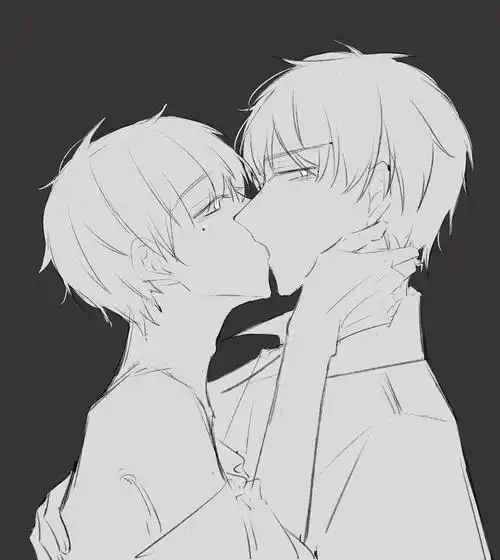 加个之前画的亲亲,二次元画风真的不太像果咩