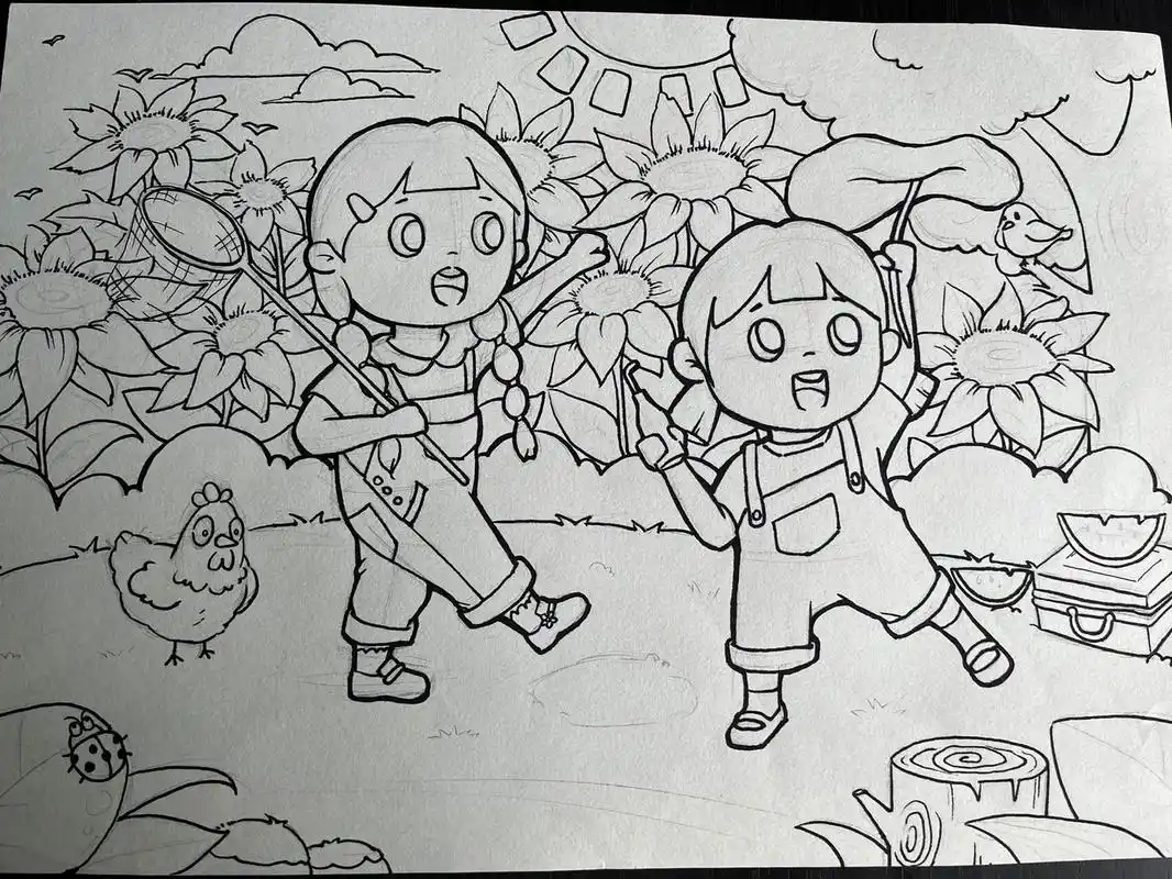 原创儿童情景画之 童趣 主题应用:去郊游,童年记忆,我的朋友,夏日出行