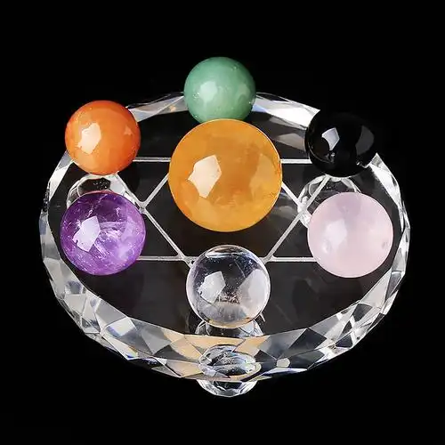 天然水晶七宝七星阵摆件★七彩七星阵水晶球摆件