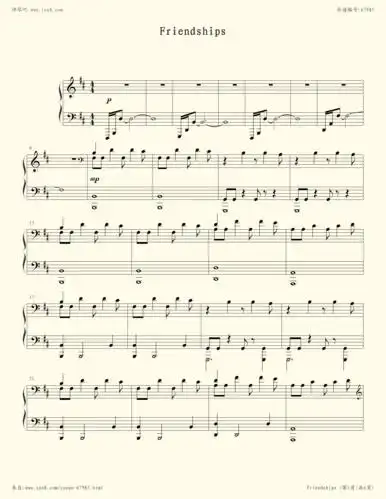 钢琴谱:friendships(抖音bgm,2级)