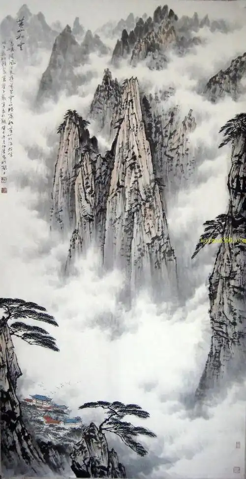 著名山水画作品欣赏 著名山水画作品欣赏金秋红云