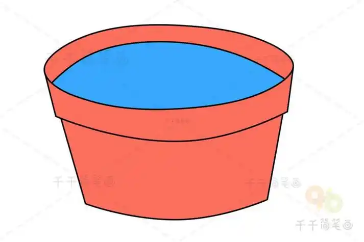 泼了水的水盆简笔画