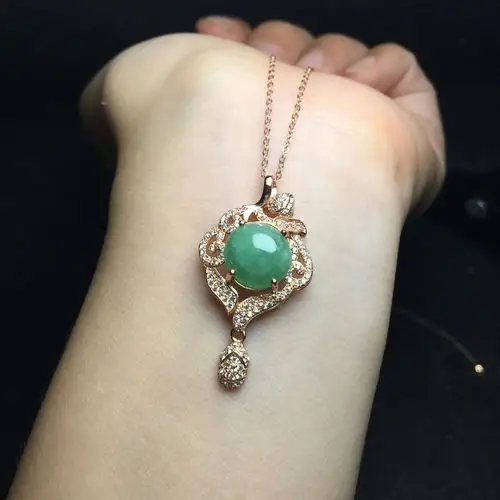 彩宝首饰 925银镶嵌天然翡翠吊坠 款式新颖独特简单大方