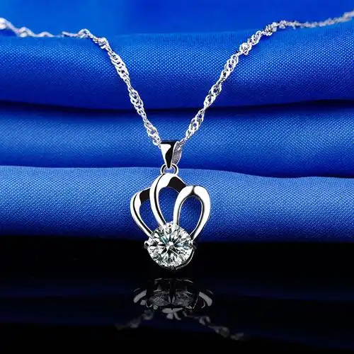 925银项链皇冠坠时尚饰品女银饰生日礼物3003006视频