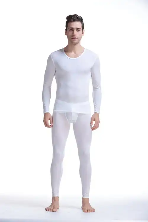 超薄丝滑男士紧身打底内衣保暖秋衣秋裤性感家居服套装睡衣 卓思哲