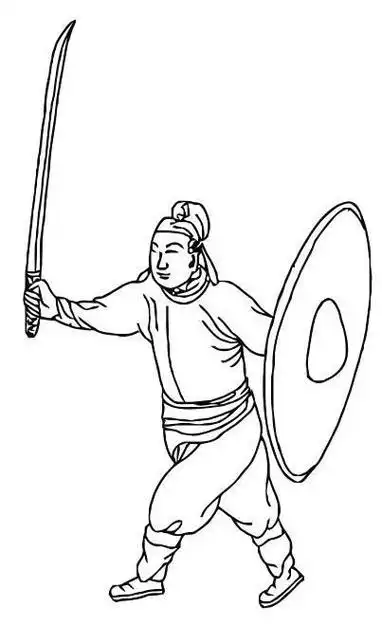 古代士兵拿着刀简笔画