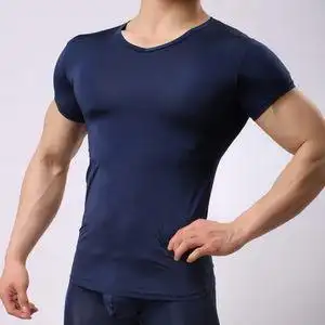 男士超薄内衣单件上衣v领图片