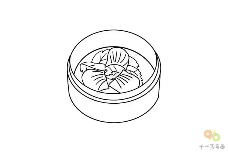 云南美食蒸饺简笔画